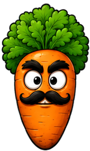 Mustache Carrot Don, a playable hero in Aisle Zero: Living Leftovers